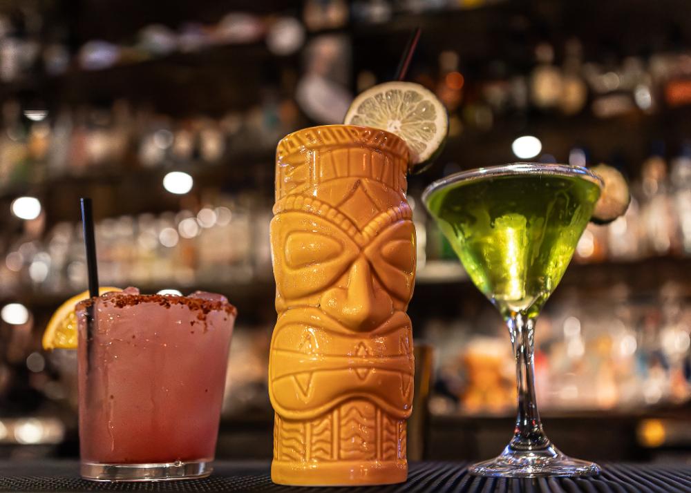 Tiki cocktail and martini drinks at Schmittys WeHo